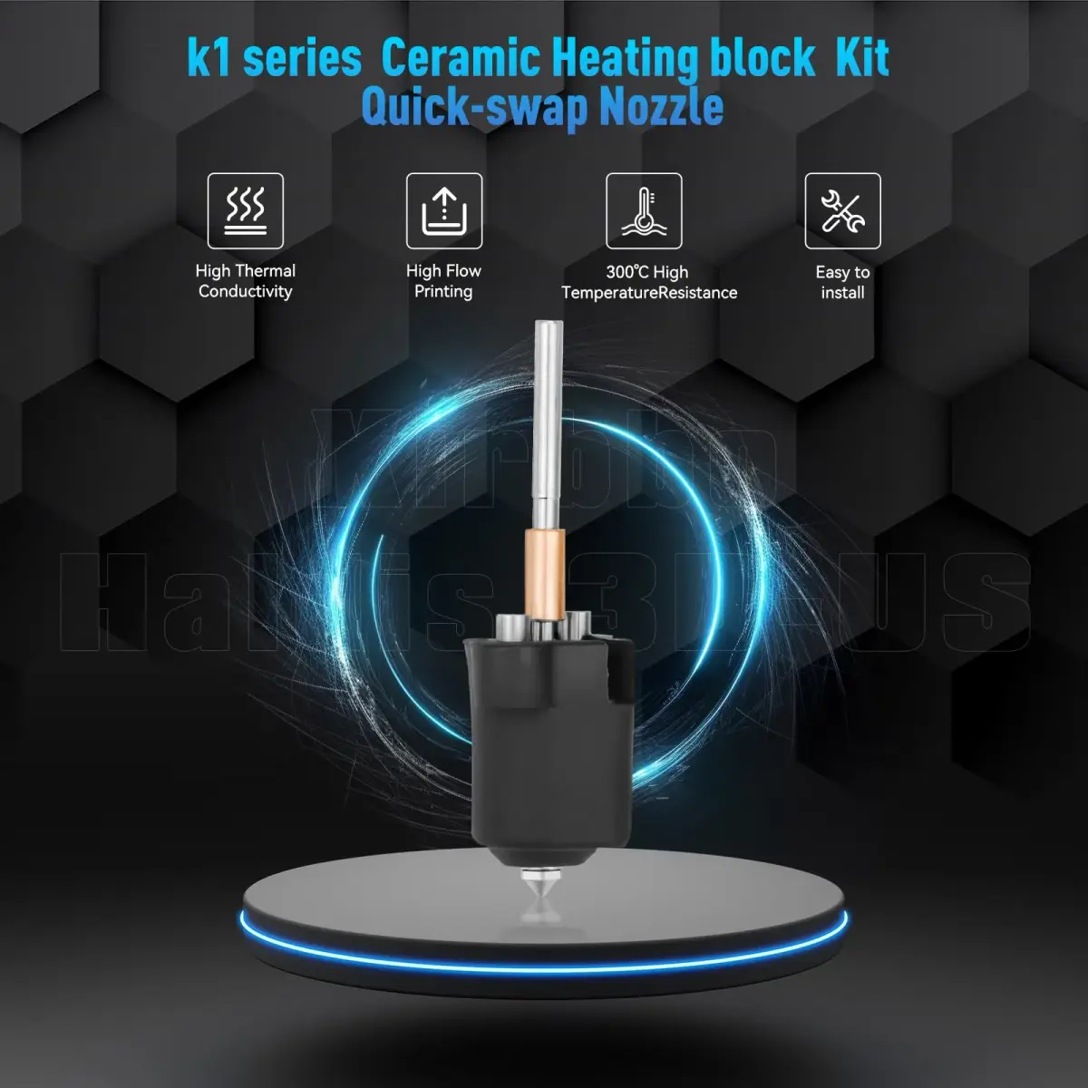 Xirbbo K1 Ceramic Hotend Kit with Unicorn Quick Swap Nozzle for K1 Max K1C 3D Printer | 300°C High-Temp - view 6