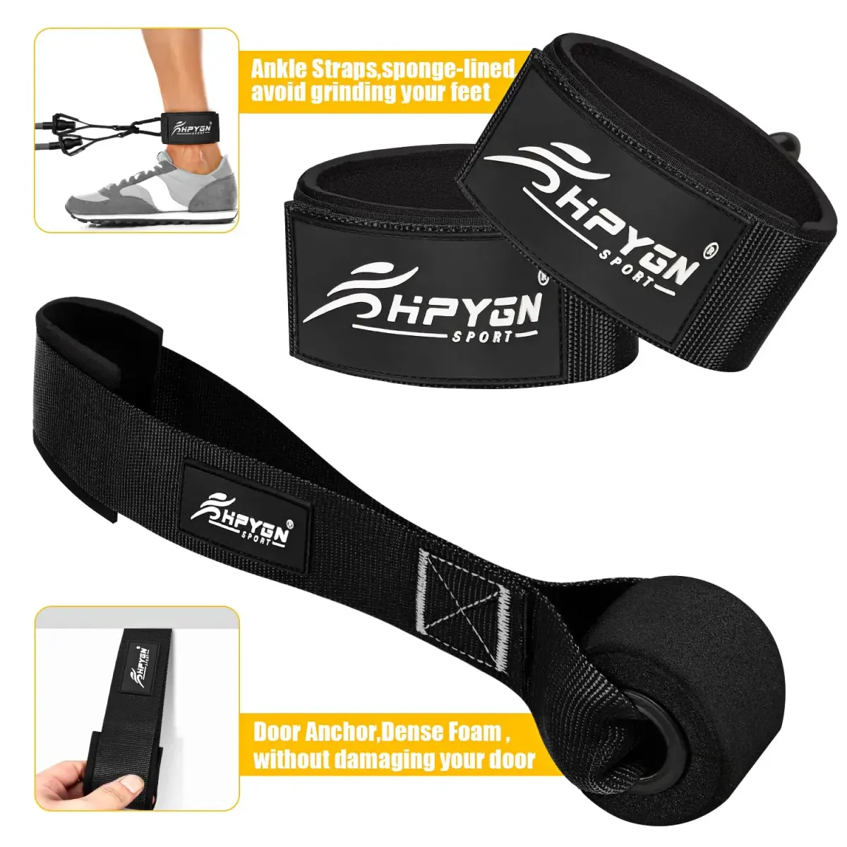 HPYGN Heavy Resistance Bands Set with Handles for Men | 300lbs Max Tension, 6 Levels - view 5