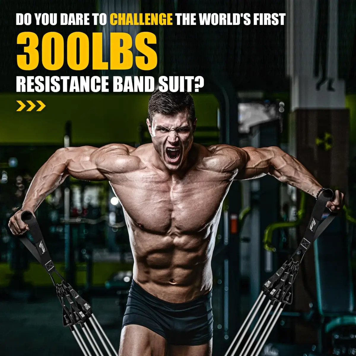 HPYGN Heavy Resistance Bands Set with Handles for Men | 300lbs Max Tension, 6 Levels - view 3