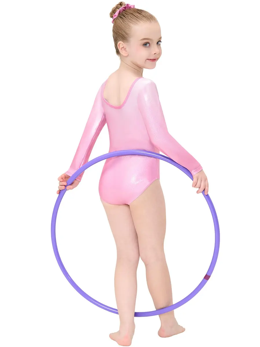 Gogokids Girls Long Sleeve 3 Pcs Gymnastics Leotard Set with Shorts | Sparkling Rhinestone Design for Activewear (70-120 chars) - view 5