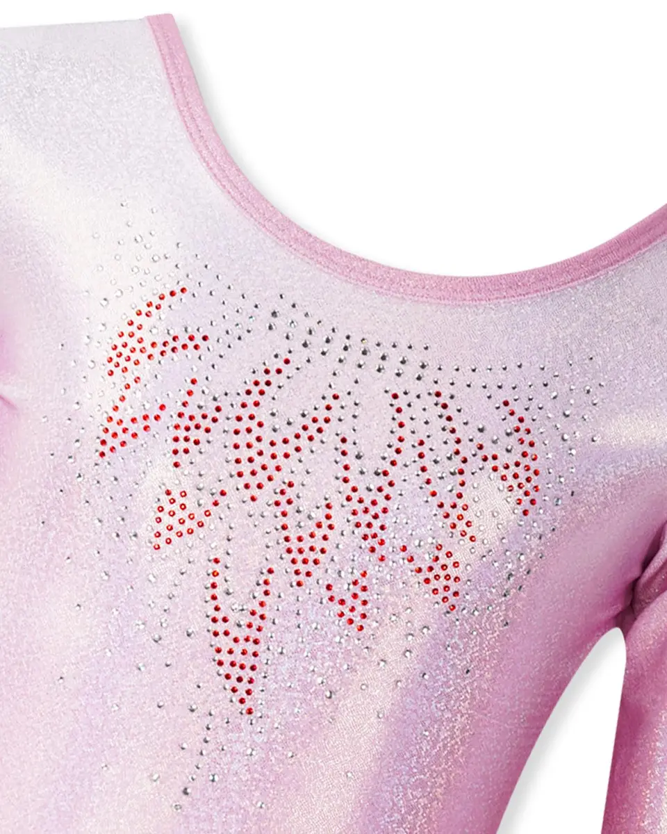 Gogokids Girls Long Sleeve 3 Pcs Gymnastics Leotard Set with Shorts | Sparkling Rhinestone Design for Activewear (70-120 chars) - view 3