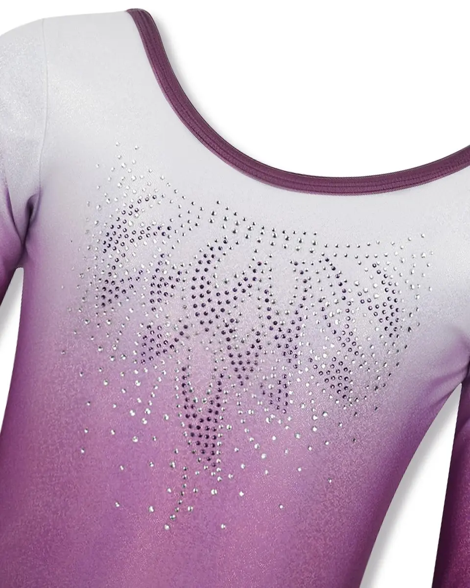 Gogokids Girls Long Sleeve Gymnastics Leotard Set with Shorts & Hairband, 8-9 Years (Purple) - view 3