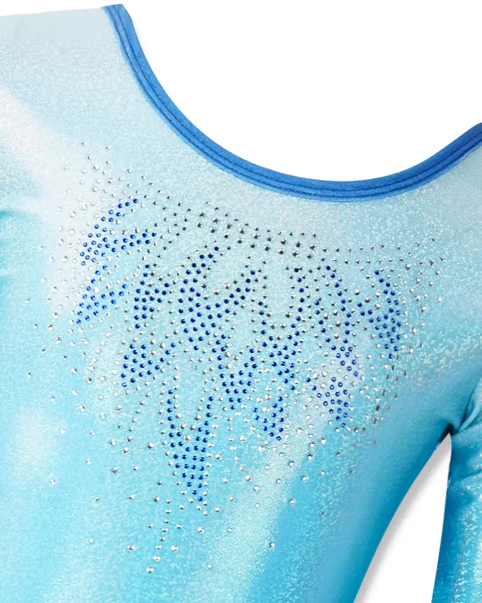 Gogokids Girls Long Sleeve 3 Pcs Gymnastics Leotard Set with Shorts | Breathable, Stretchy & Sparkling Rhinestones (70-120 chars) - view 3