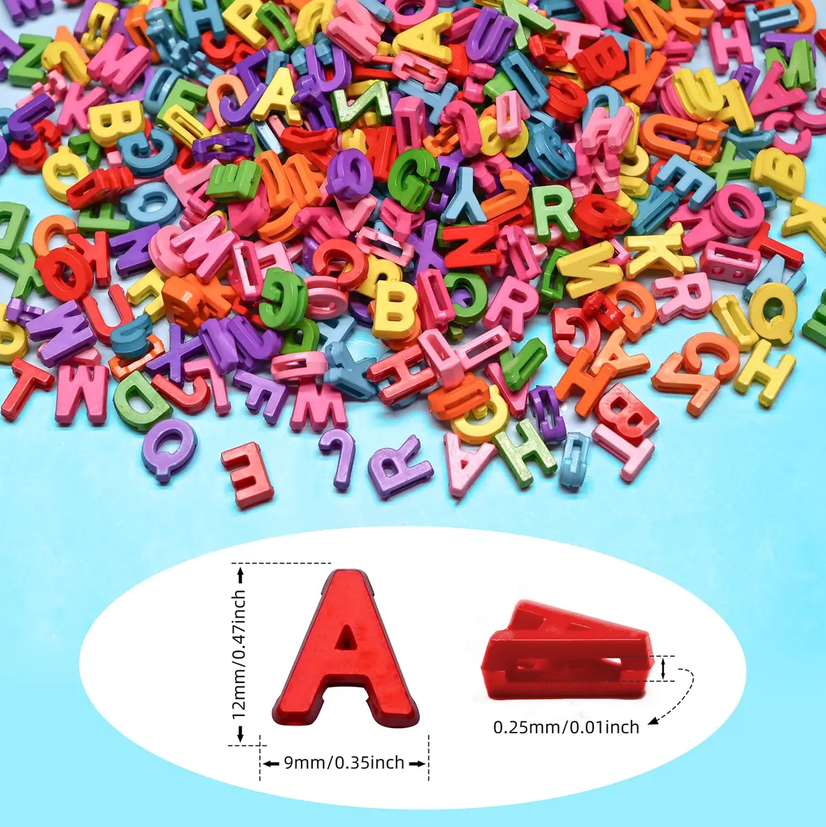 YuSheng Big Alphabet Letter Beads for Jewelry Making | 12mm Plastic Letters for DIY Crafts - view 2