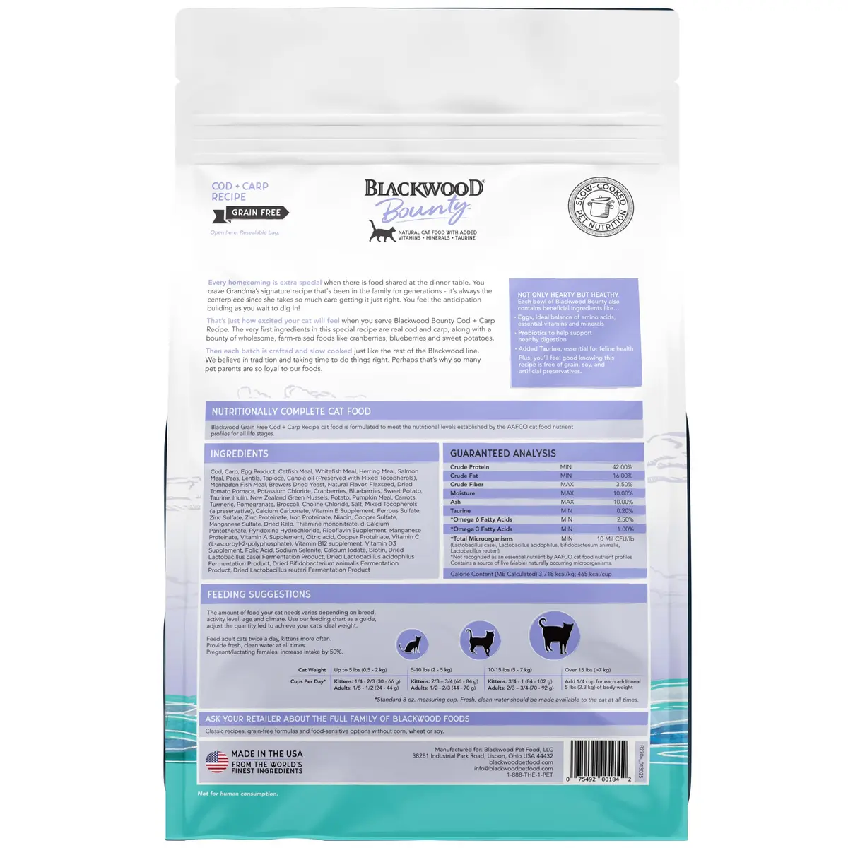 Blackwood Bounty Dry Cat Food, Cod & Carp Recipe, 2 lb | Slow Cooked, High Protein, Grain-Free Nutrition - view 5