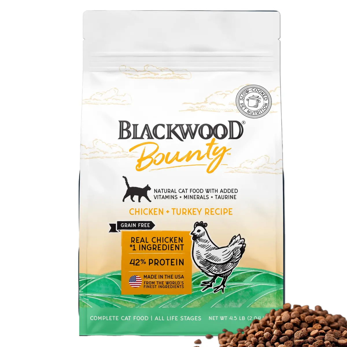 Blackwood Bounty Dry Cat Food Chicken & Turkey Recipe 4.5 lb | High Protein, Grain-Free, Slow Cooked - main product image
