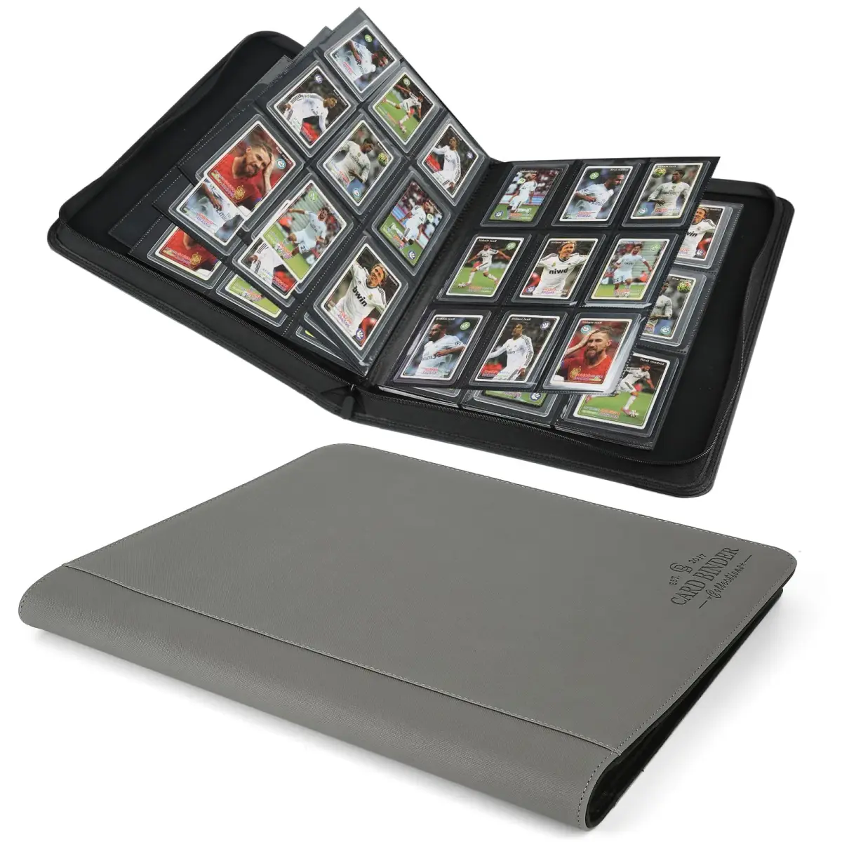CARDBINDER Grey Display Album 288 Cards (16 Pages) | Holds Toploaders & Standard Cards - main product image