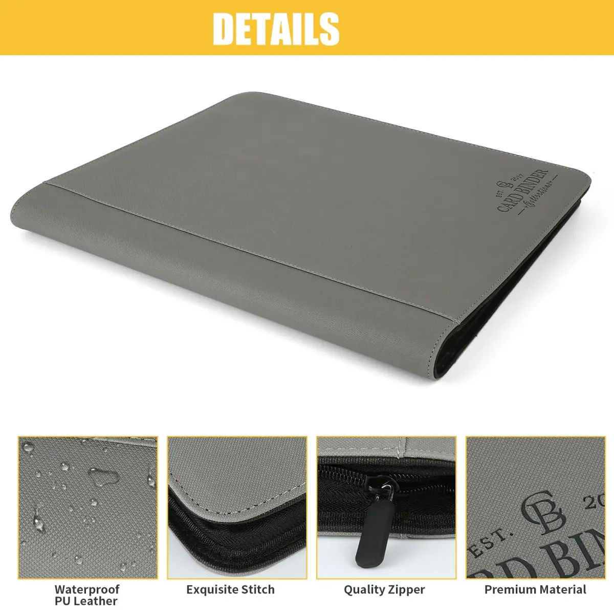 CARDBINDER Grey Display Album 288 Cards (16 Pages) | Holds Toploaders & Standard Cards - view 5