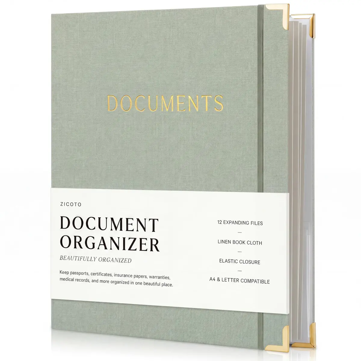 ZICOTO Important Document Organizer Set with Folders | Stylish Linen Ring Binder for Office & Home - main product image