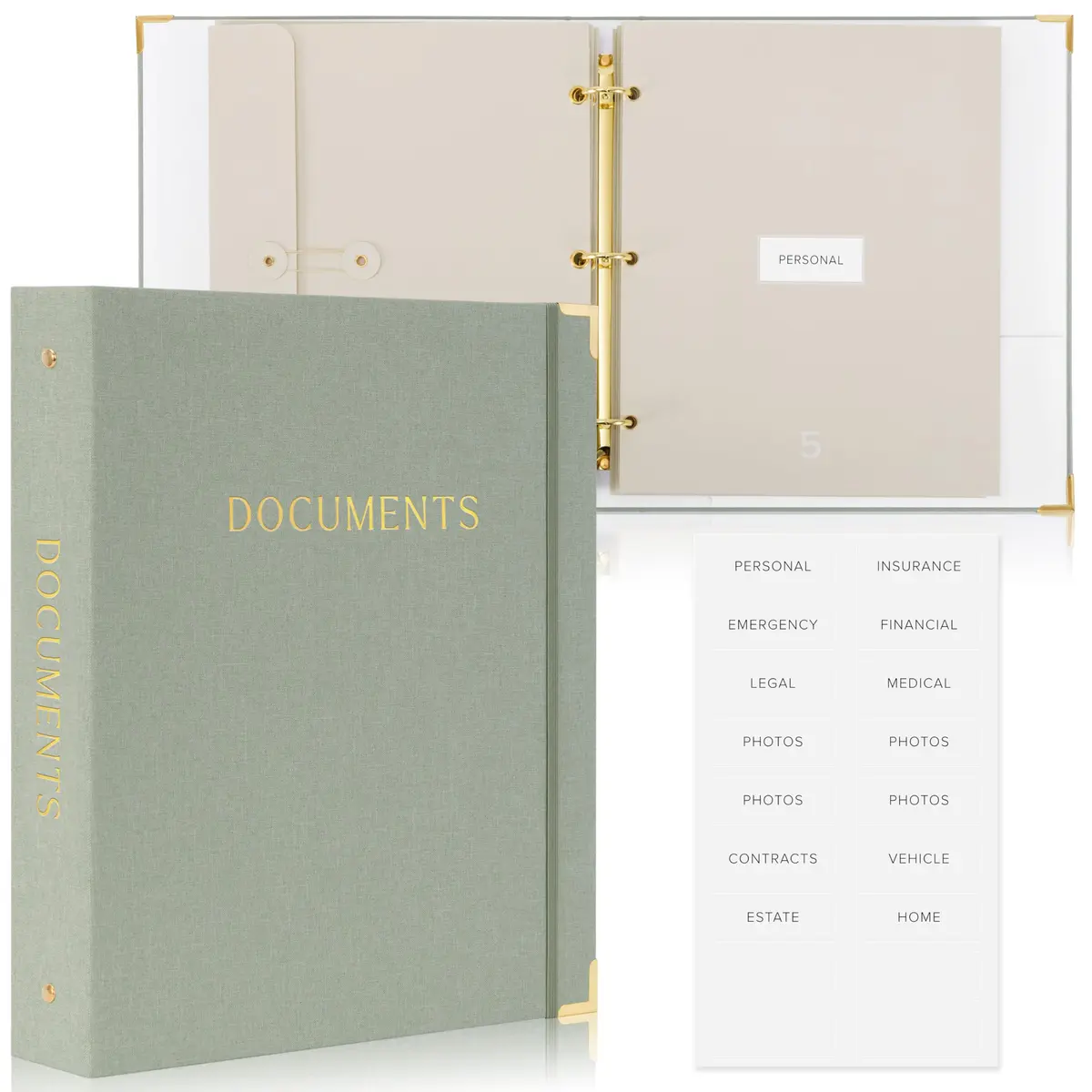 ZICOTO Important Document Organizer Set with Folders | Stylish Linen Ring Binder for Office & Home - view 9
