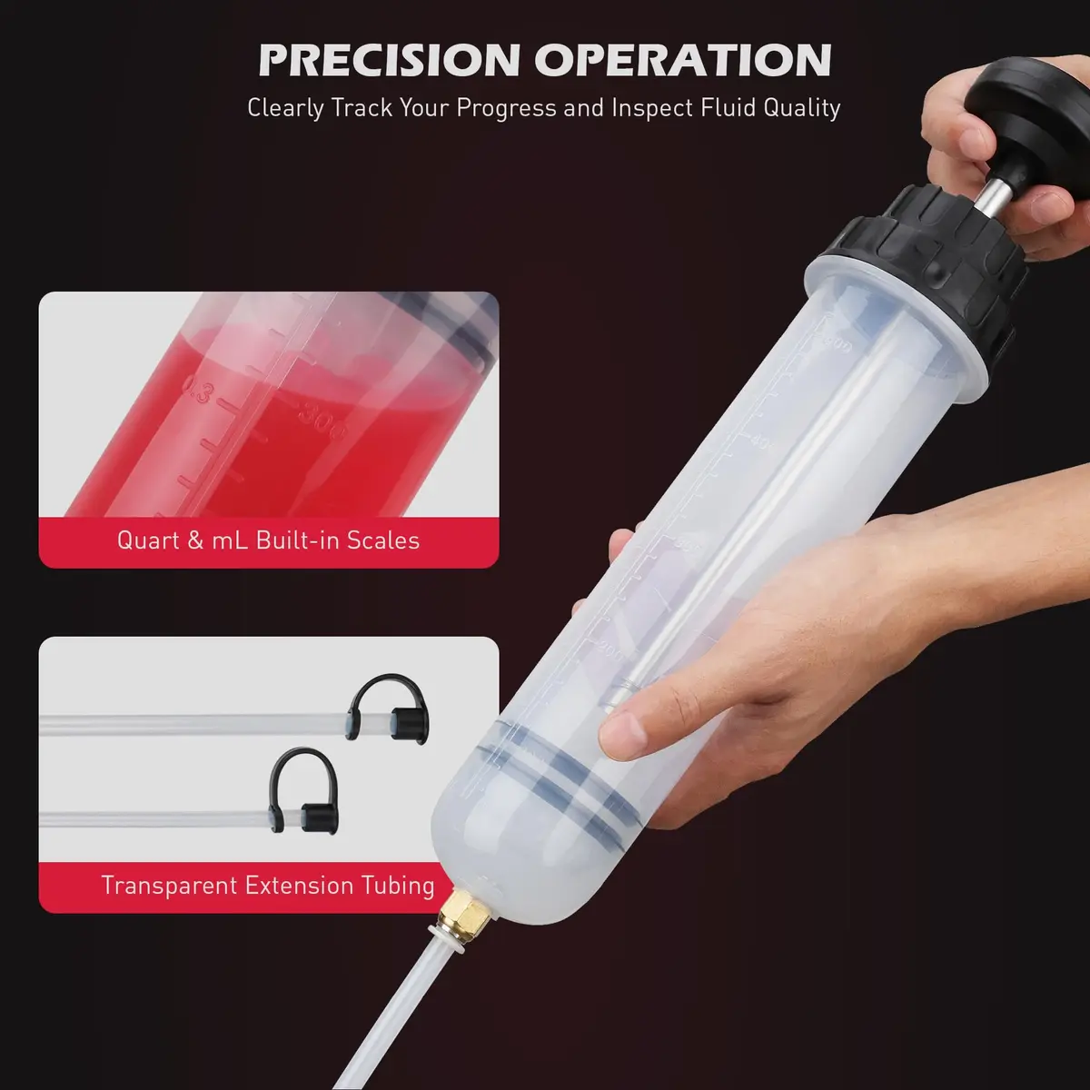 SEDY 500CC Fluid Extractor | Multi-Purpose Oil Syringe for Automotive & Marine Use (17.6 Oz./0.45 Qt./500 CC) - view 5