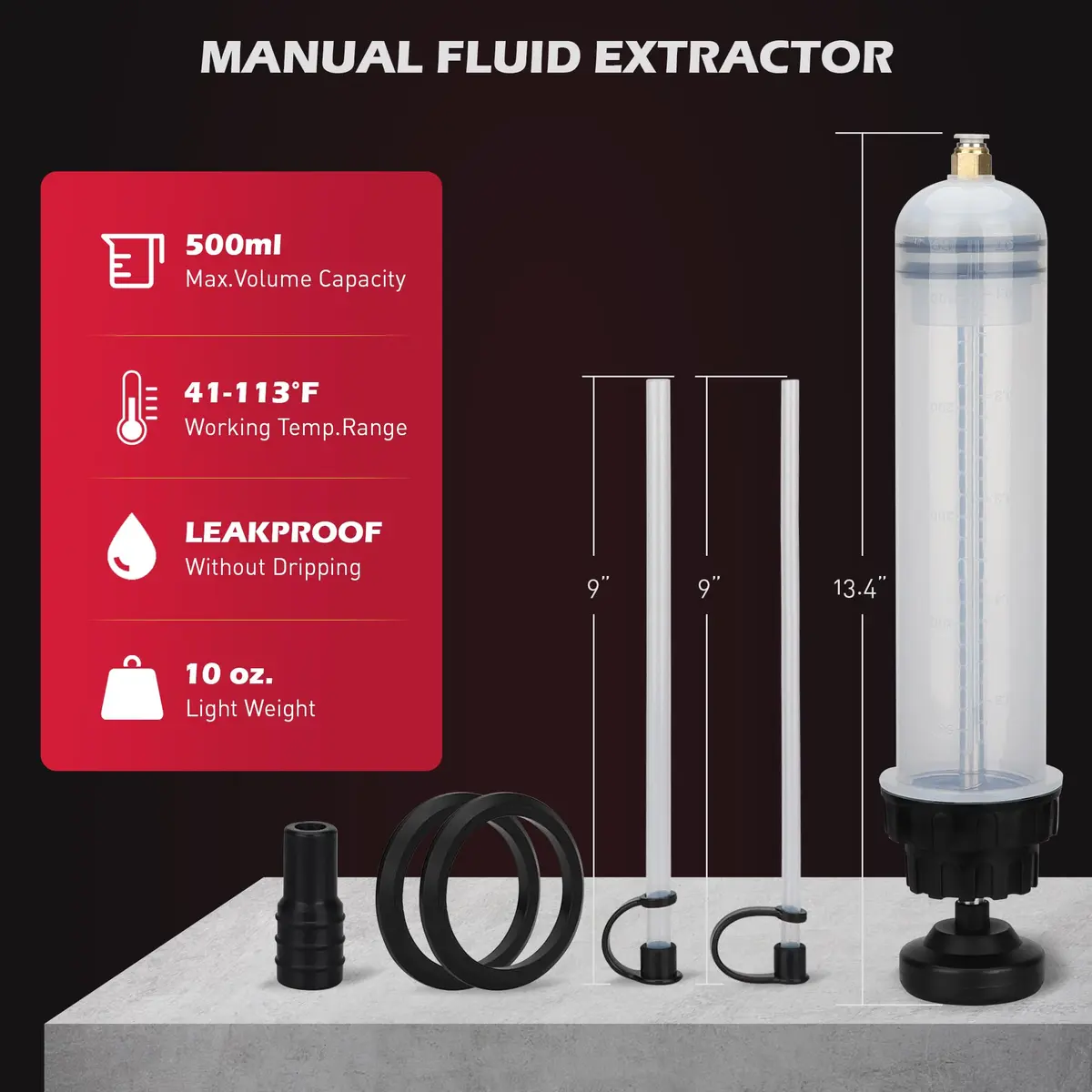 SEDY 500CC Fluid Extractor | Multi-Purpose Oil Syringe for Automotive & Marine Use (17.6 Oz./0.45 Qt./500 CC) - view 3