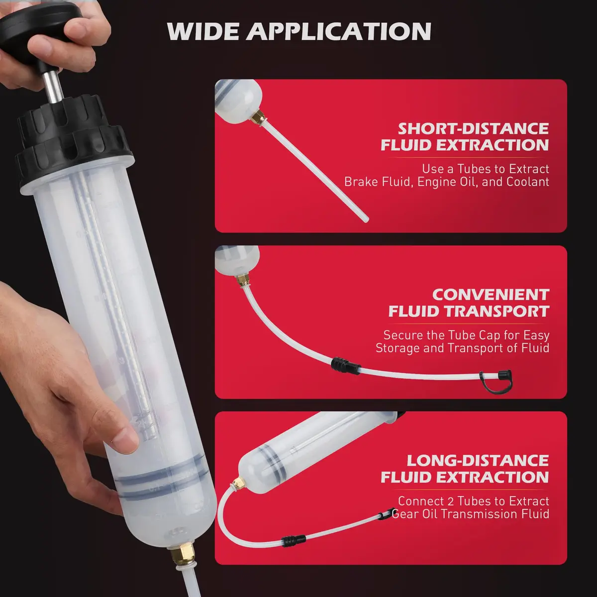 SEDY 500CC Fluid Extractor | Multi-Purpose Oil Syringe for Automotive & Marine Use (17.6 Oz./0.45 Qt./500 CC) - view 4