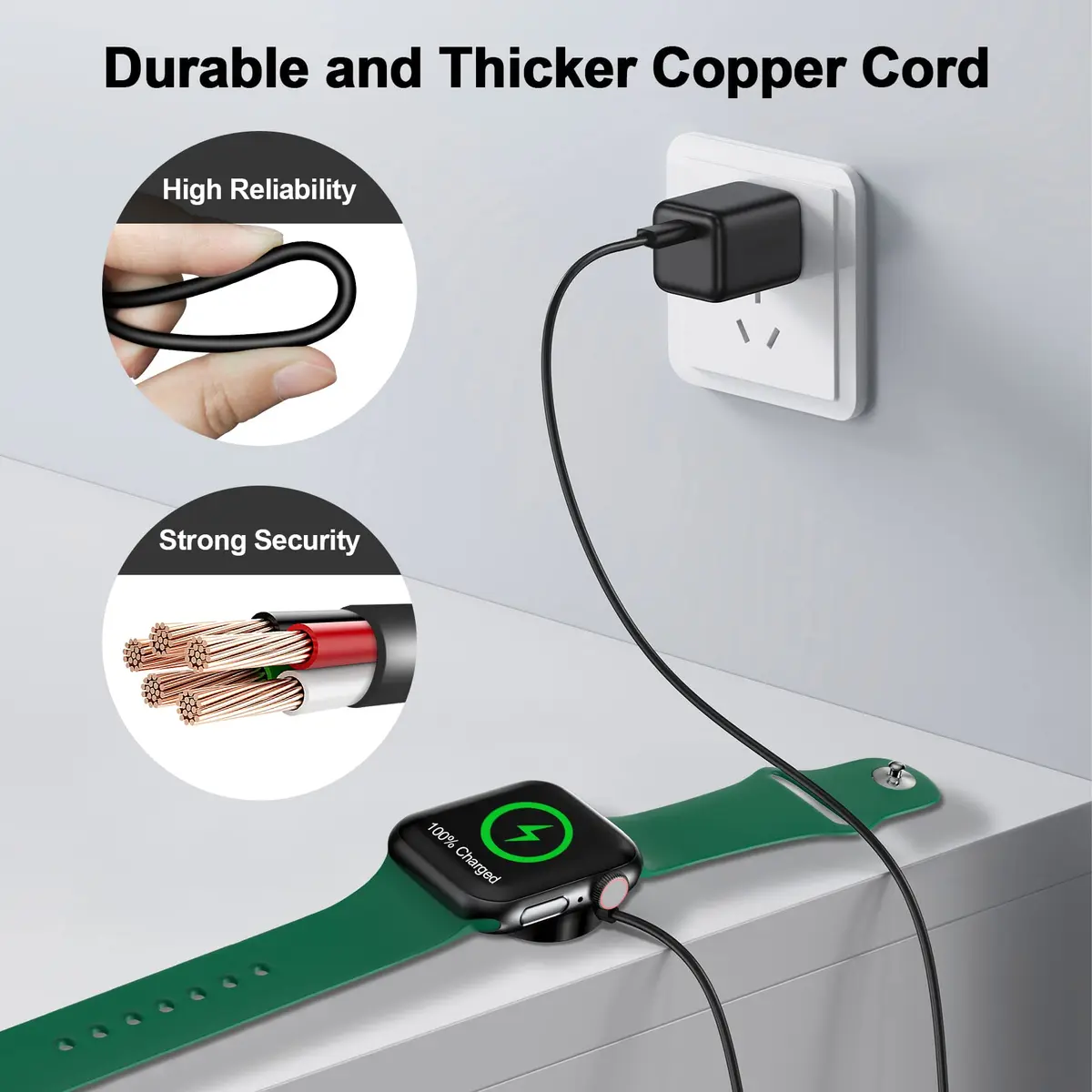 xiwxi Apple Watch Magnetic USB C Charger 2.0M | Fast & Safe Wireless Charging - view 4