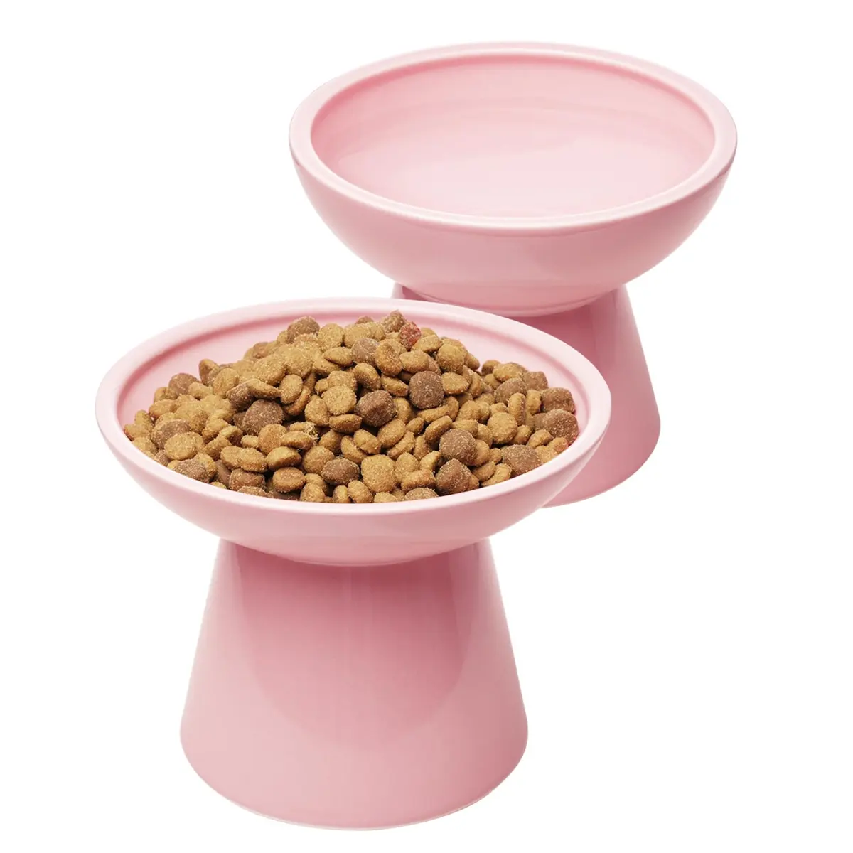 CEEFU 2-Pack Elevated Ceramic Cat Bowls Extra Wide for Food & Water | Whisker-Friendly, Heavy & Stable - main product image