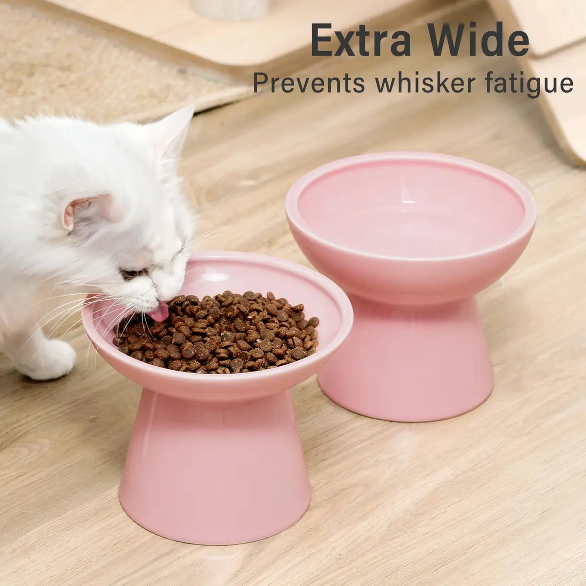 CEEFU 2-Pack Elevated Ceramic Cat Bowls Extra Wide for Food & Water | Whisker-Friendly, Heavy & Stable - view 6