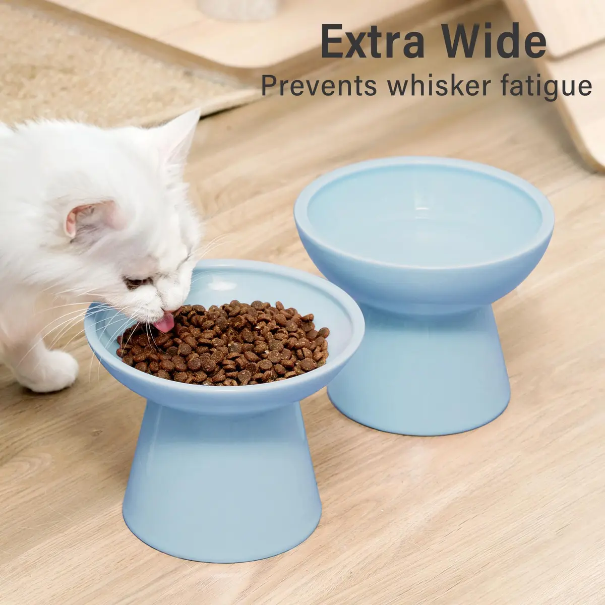 CEEFU 2-Pack Elevated Ceramic Cat Bowls Extra Wide | Whisker-Friendly, Durable & Stylish (70-120 chars) - view 6