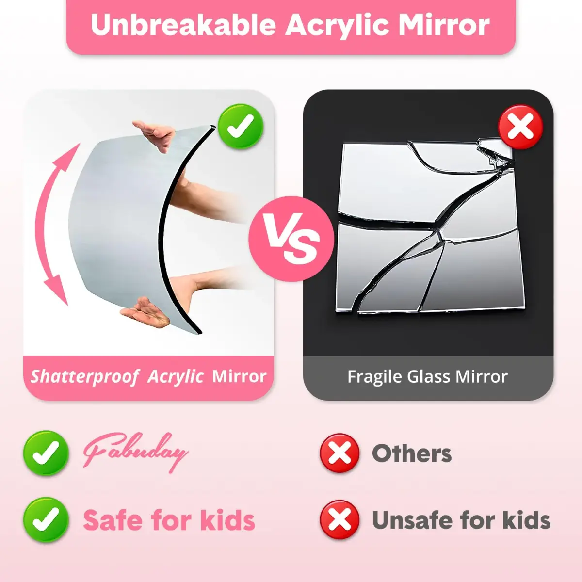 Fabuday Lighted Hanging Mirror for Dance Backstage - Rechargeable Folding LED Full Length Mirror with Lights, Berry (31.3cm H x 29.5cm W x 3.5cm D) - view 2