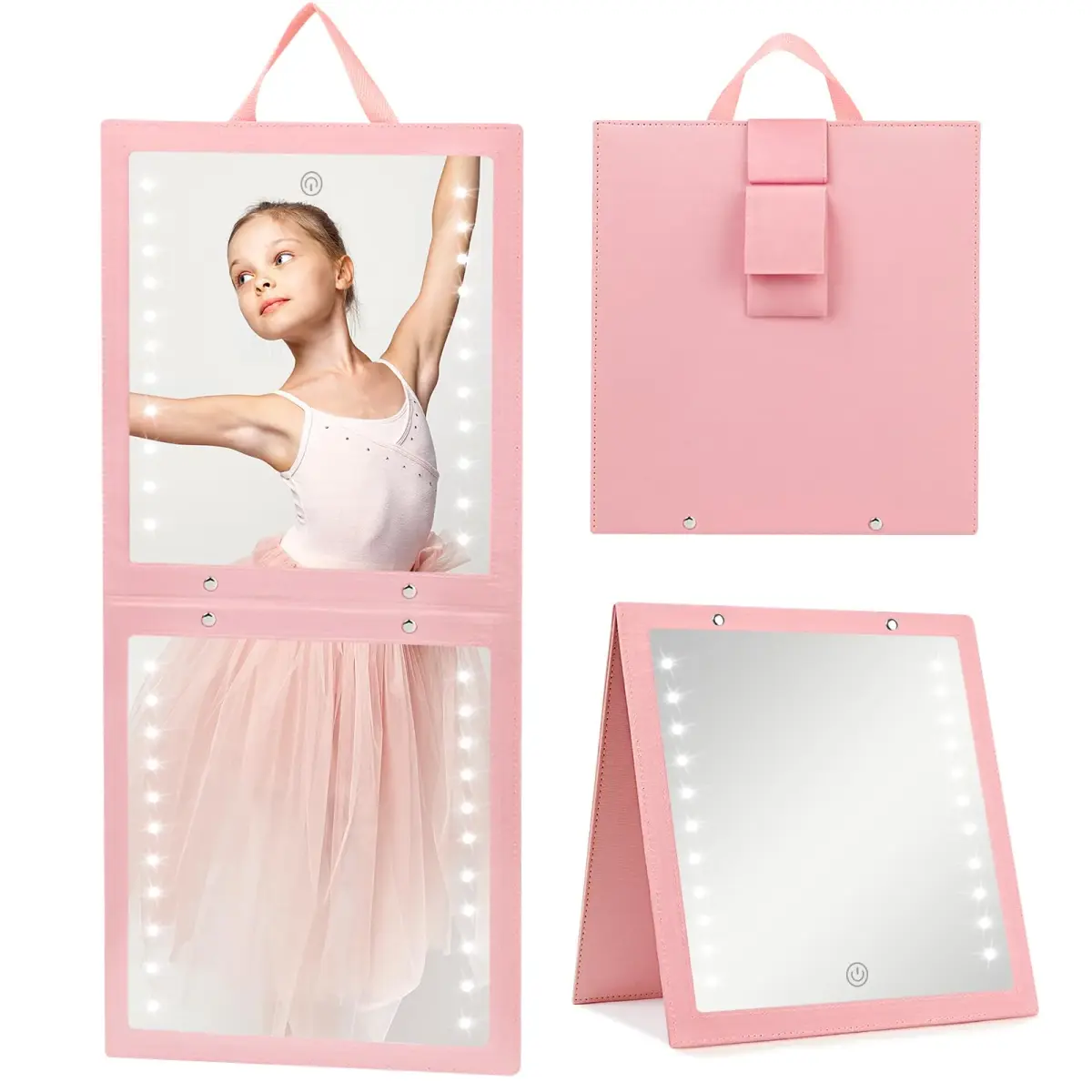 Fabuday Lighted Foldable Hanging Dance Mirror 29cm (11.5") | Adjustable Brightness Full Length - main product image