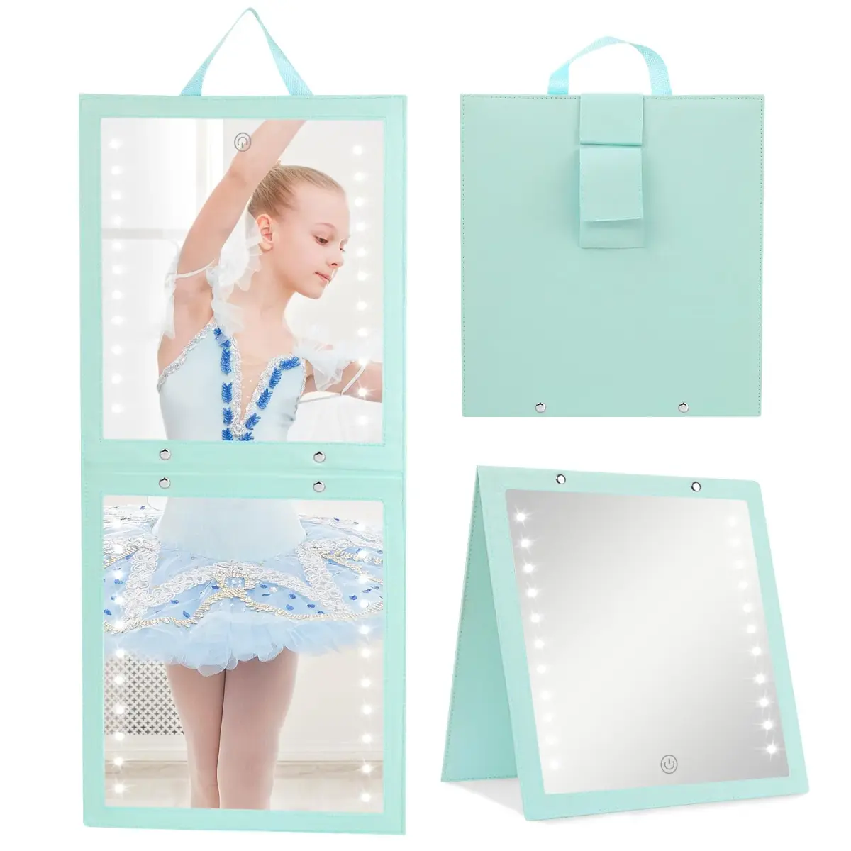 Fabuday Lighted Foldable Hanging Dance Mirror 31cm (12.3" L x 11.5" W) | Unbreakable Acrylic for Backstage & Travel - main product image