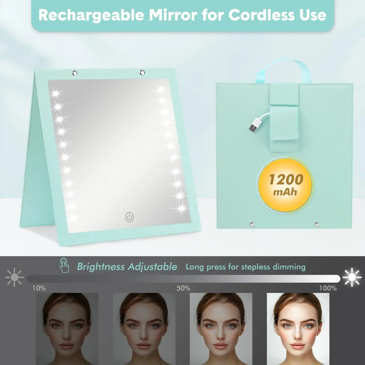Fabuday Lighted Foldable Hanging Dance Mirror 31cm (12.3" L x 11.5" W) | Unbreakable Acrylic for Backstage & Travel - view 6