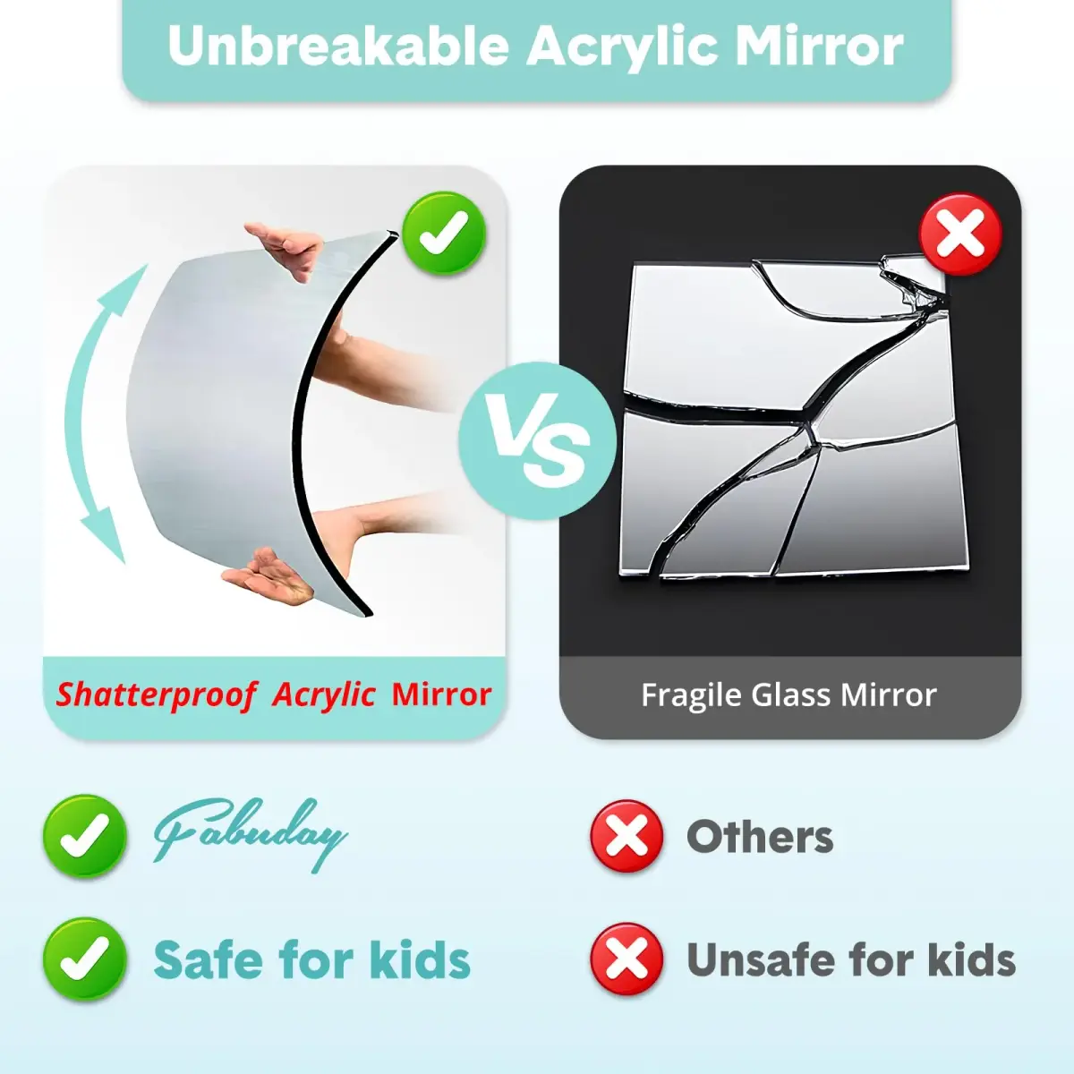 Fabuday Lighted Foldable Hanging Dance Mirror 31cm (12.3" L x 11.5" W) | Unbreakable Acrylic for Backstage & Travel - view 2