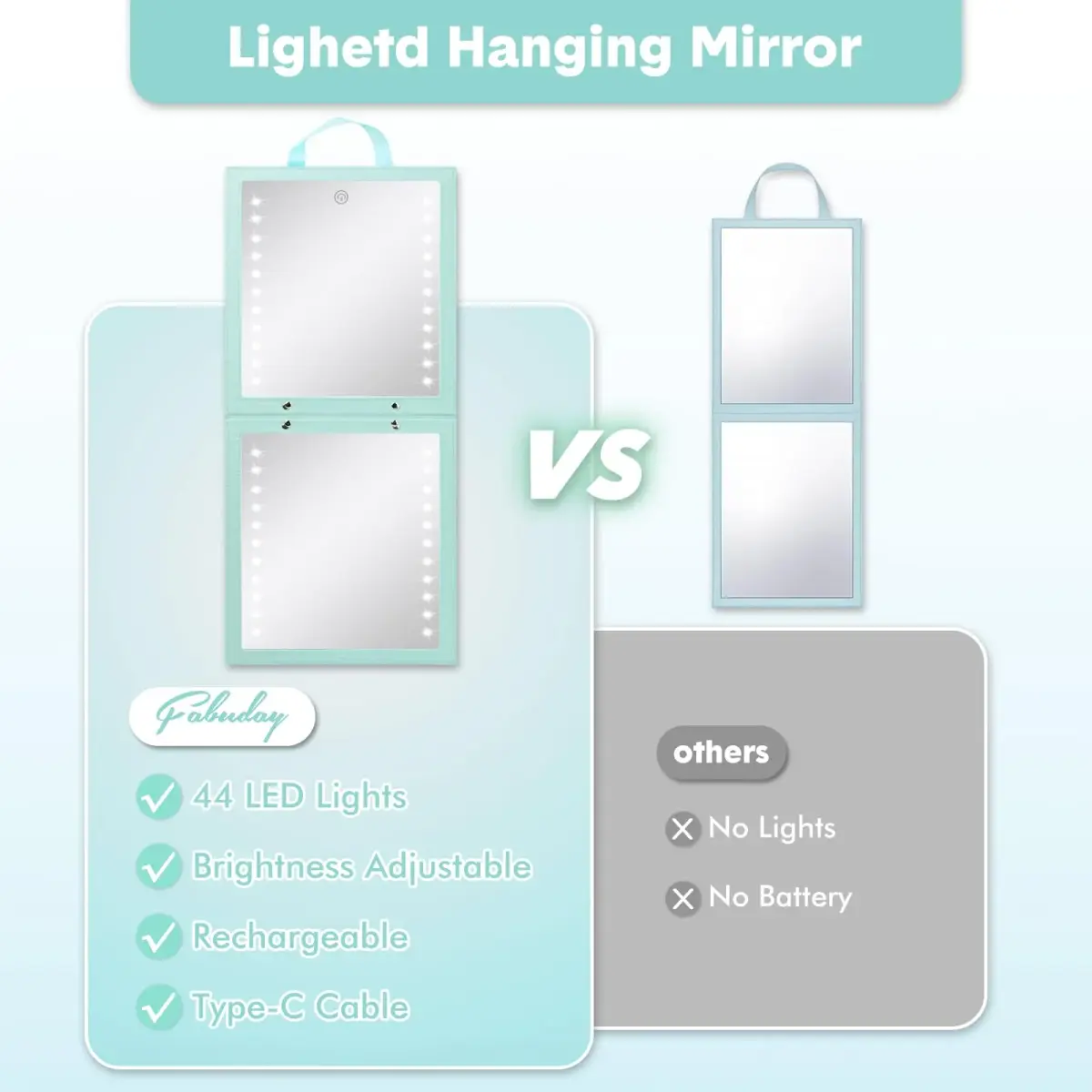 Fabuday Lighted Foldable Hanging Dance Mirror 31cm (12.3" L x 11.5" W) | Unbreakable Acrylic for Backstage & Travel - view 3