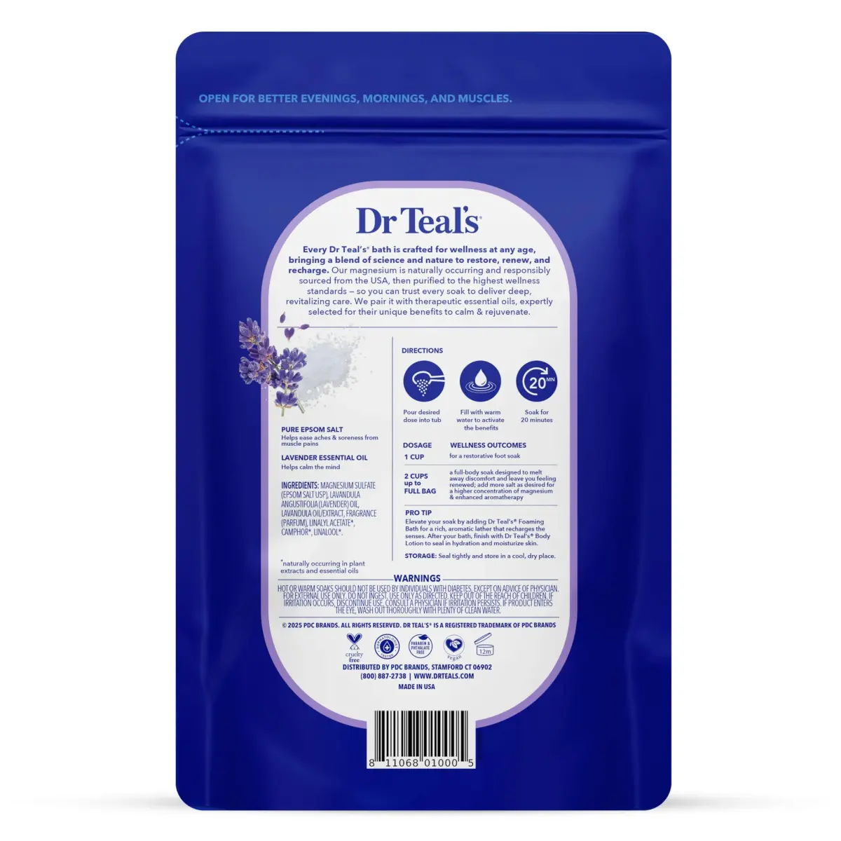 Dr Teal's Epsom Salt Magnesium Soak, Lavender & Eucalyptus Duo Bundle, 1.81 kg (48 oz) | Soothes Aches & Reduces Stress - view 5