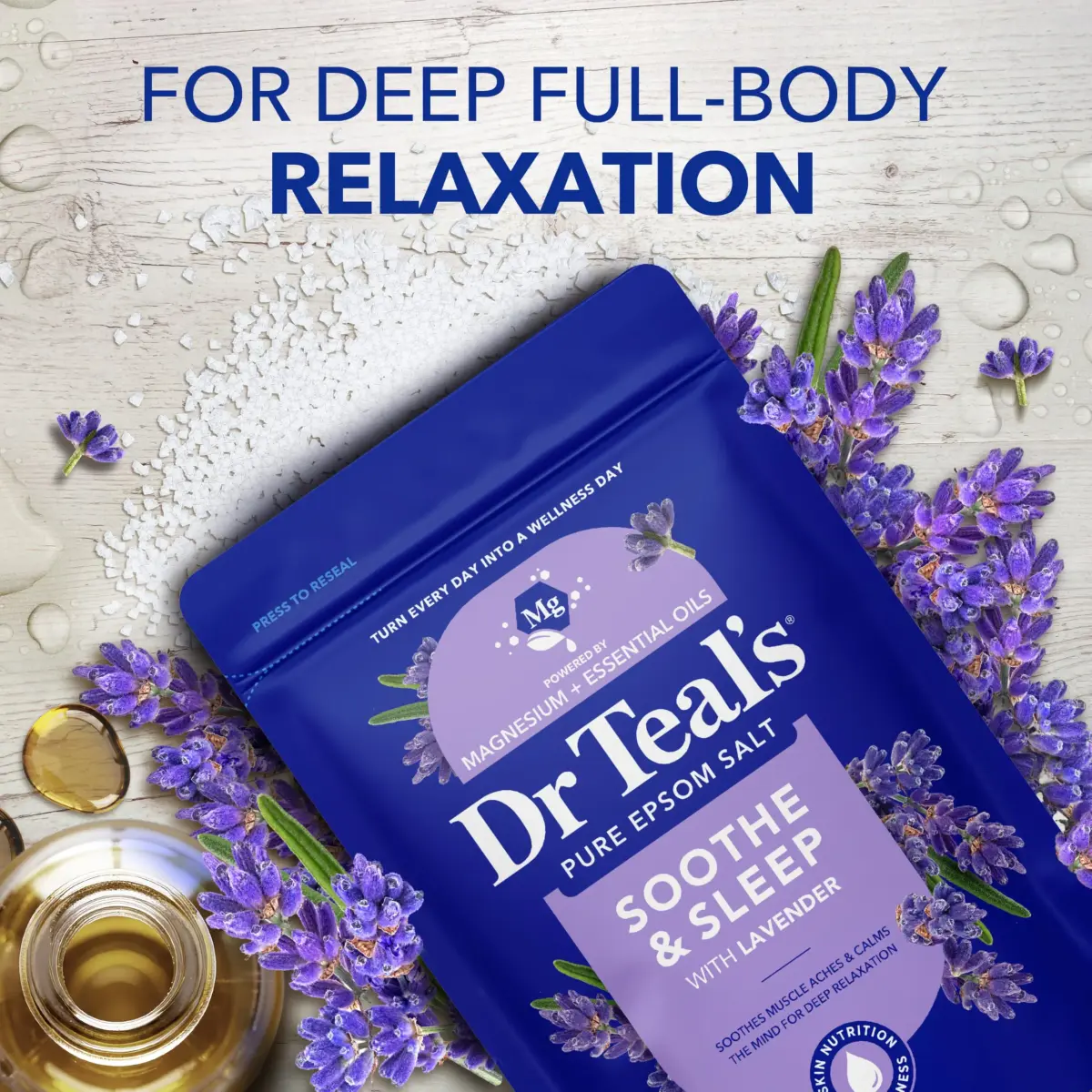 Dr Teal's Epsom Salt Magnesium Soak, Lavender & Eucalyptus Duo Bundle, 1.81 kg (48 oz) | Soothes Aches & Reduces Stress - view 2