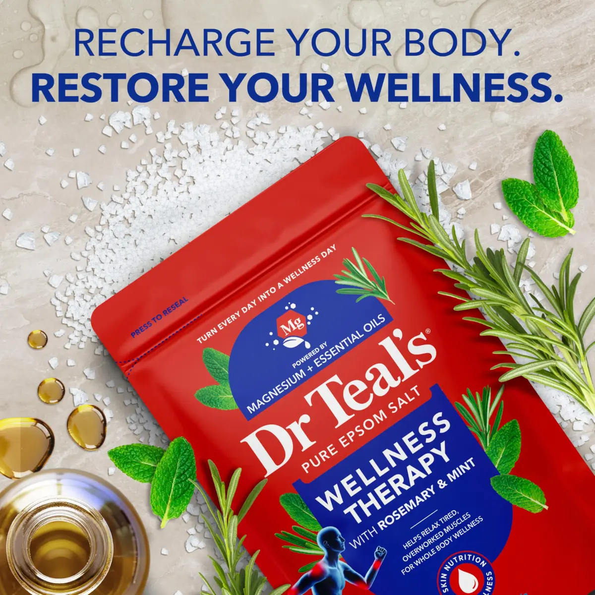 Dr Teal's Epsom Salt Magnesium Soak Trio 144 oz (4.34 kg) | Lavender, Eucalyptus & Rosemary Infused for Muscle Relief - view 5