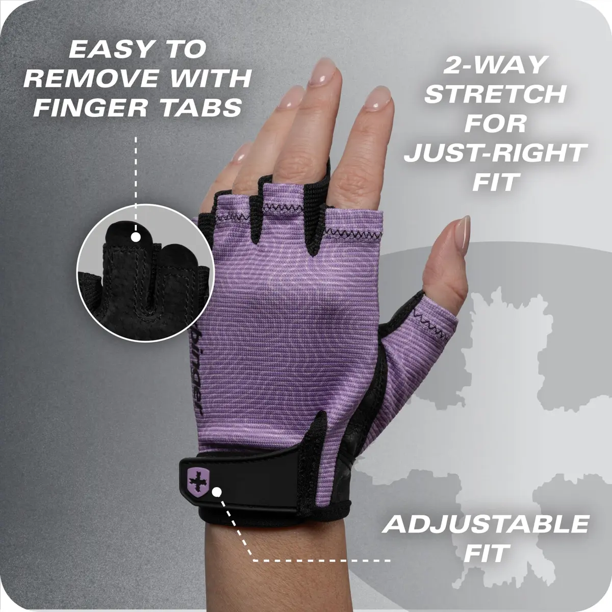 Harbinger Power Gloves 3.0 - Durable Half Finger Weightlifting Gloves with Adjustable Wrist, Breathable Leather Palm, Women's - view 7