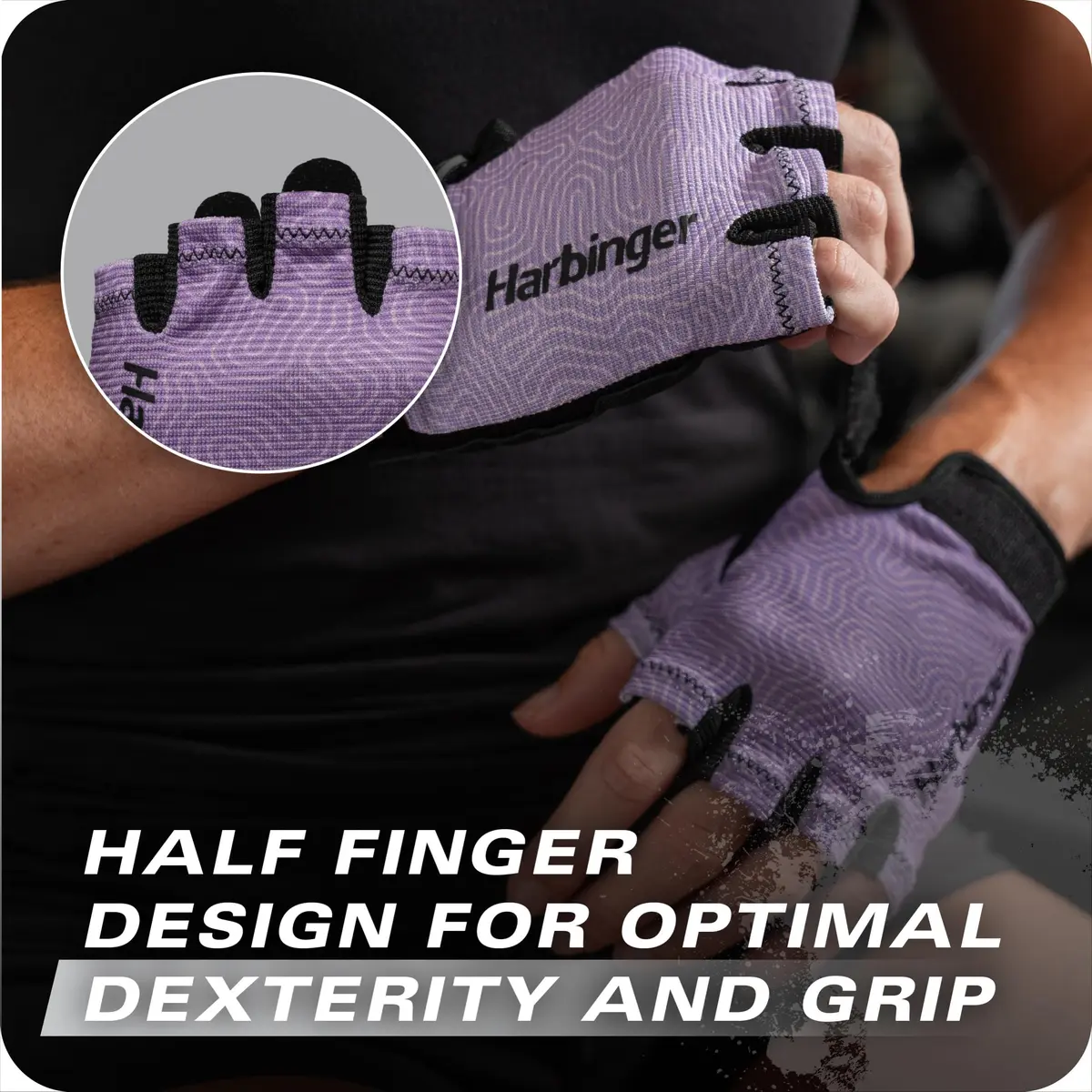 Harbinger Power Gloves 3.0 - Durable Half Finger Weightlifting Gloves with Adjustable Wrist, Breathable Leather Palm, Women's - view 3