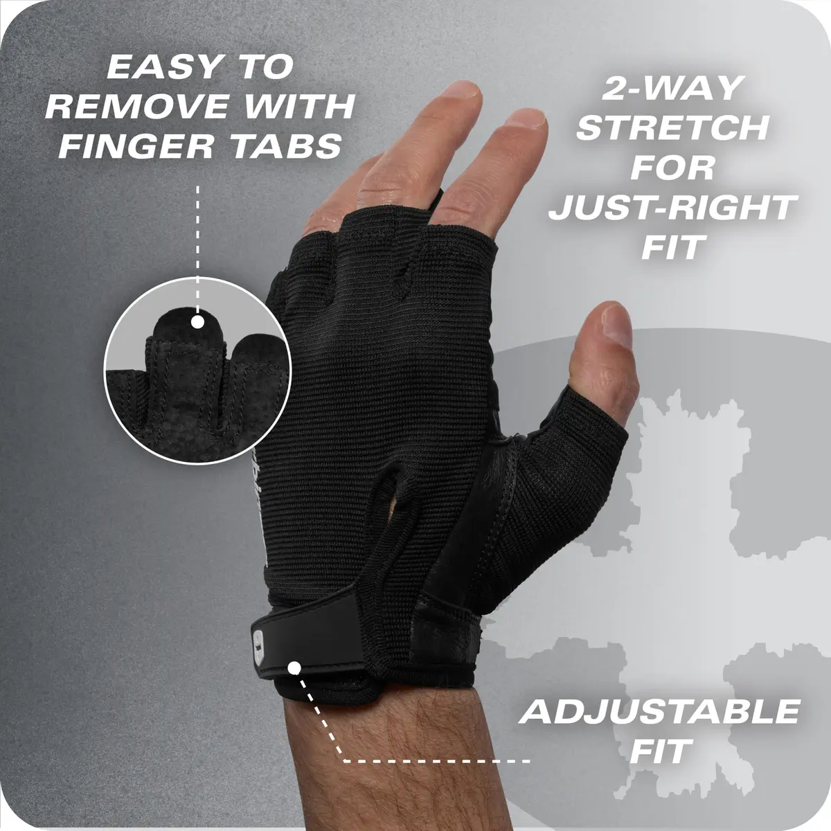 Harbinger Power Gloves 3.0 - Durable Half Finger Weightlifting Gloves with Adjustable Wrist Closure, Breathable Leather Palm, Medium - view 8