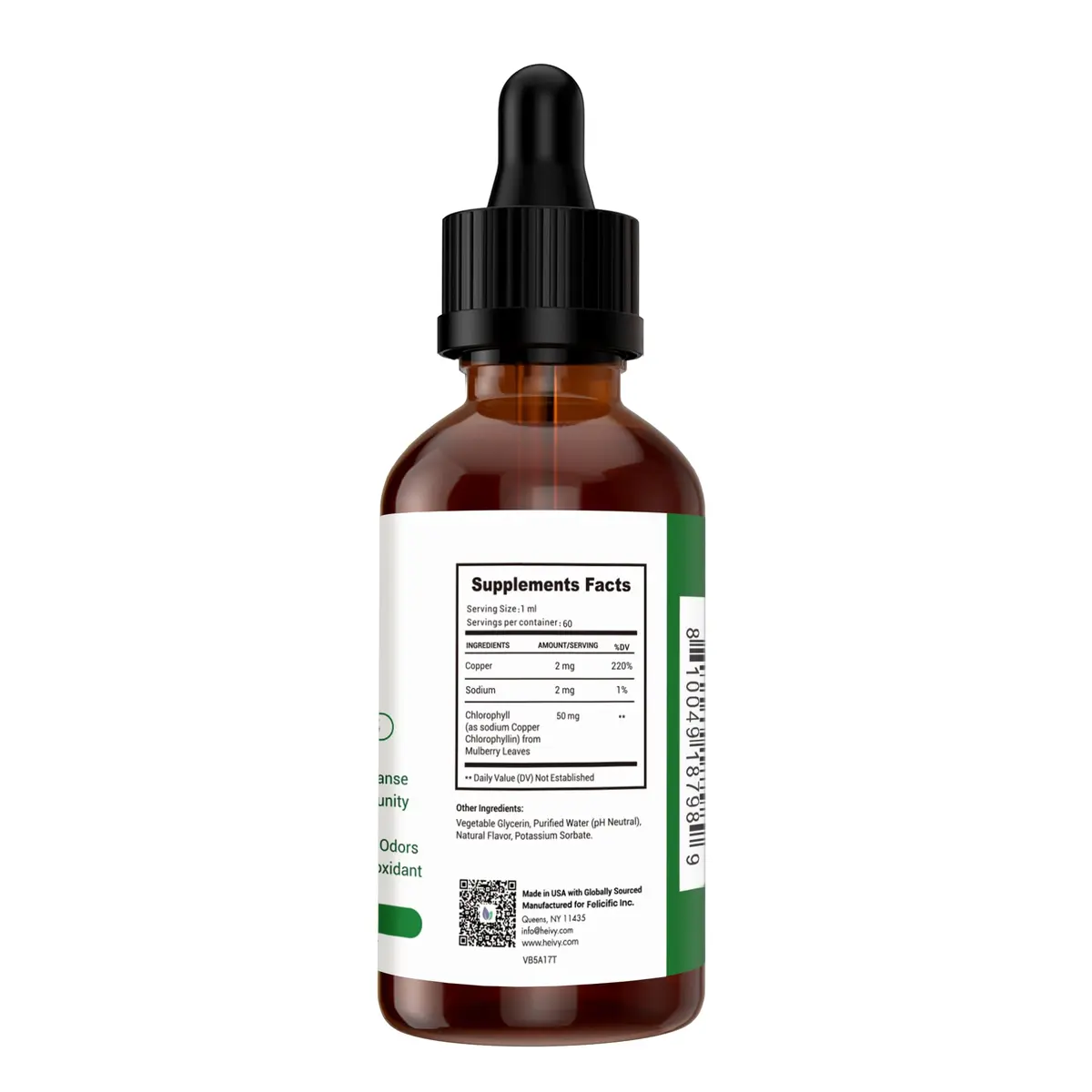 Heivy Chlorophyll Liquid Drops 50mg | Natural Flavor, 2 Fl Oz | Detox & Skin Support - view 7