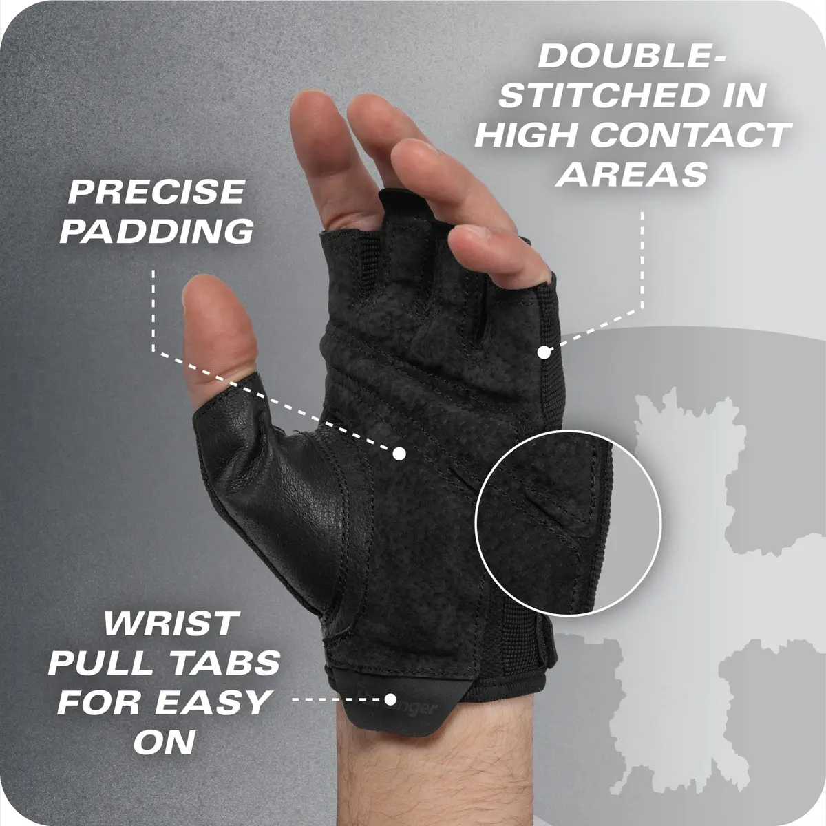 Harbinger Power Gloves 3.0 | Durable Half Finger Weightlifting Gloves with Adjustable Wrist, Breathable Leather Palm, X-Large - view 7
