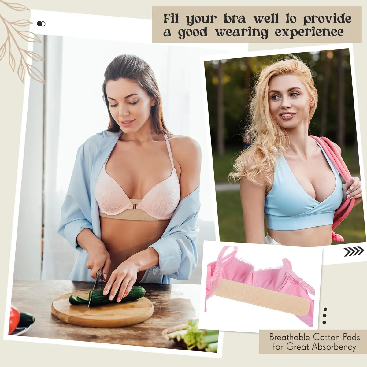 Toulite Cotton Bra Liners Sweat Pads Medium | Soft, Reusable & Breathable - view 4