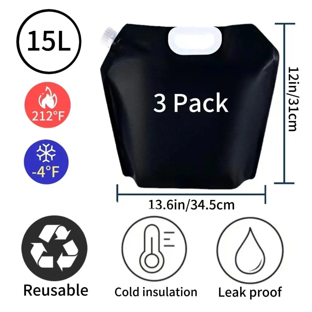 ARIESEE Black 5L Ice Bath Bags (3 Pack) | Leakproof Portable Cold Plunge Tubs for Muscle Recovery - view 4