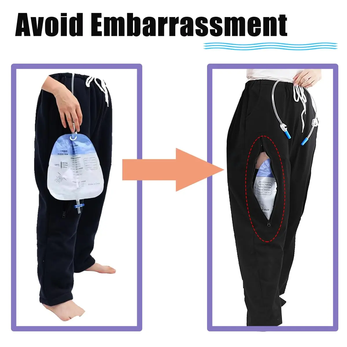 Lmaray Catheter Leg Bag Trousers Medium | Discreet, Breathable & Adjustable for Urine & Bowel Care - view 2