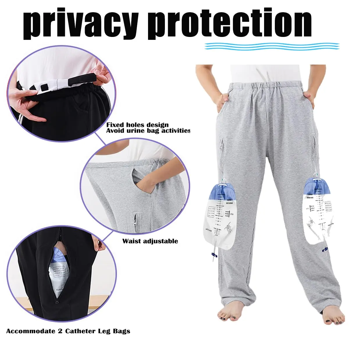 Lmaray Catheter Leg Bag Trousers Medium | Discreet, Breathable & Adjustable for Urine & Bowel Care - view 4