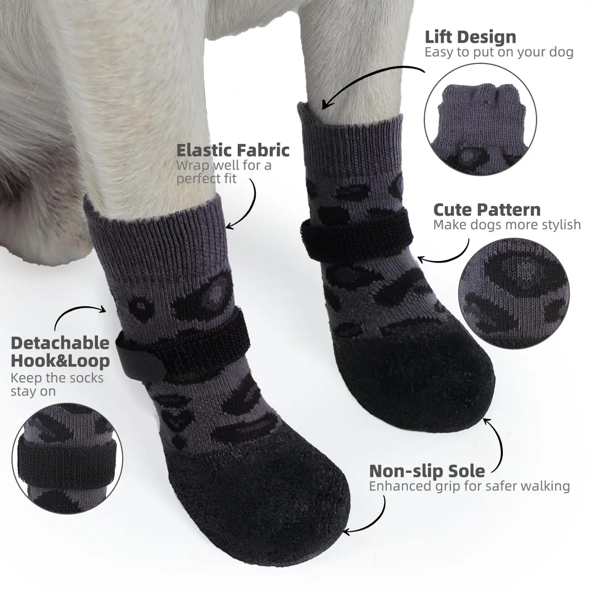 PUPTECK Anti Slip Dogs Shoes for Hot/Cold Pavement | Leopard, M - view 2