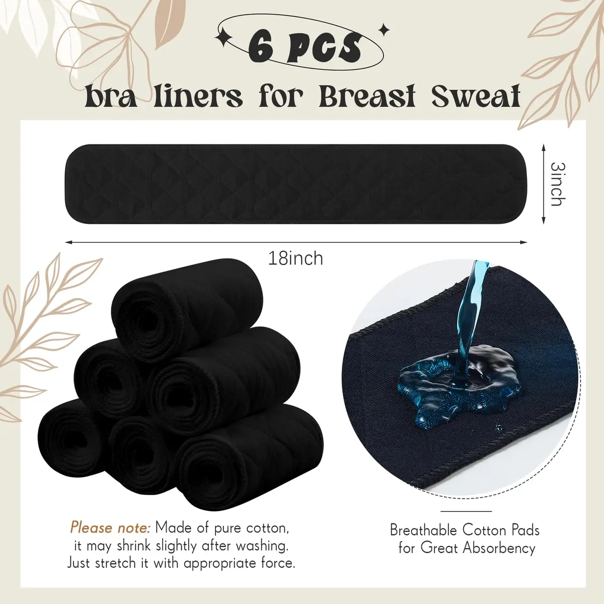 Toulite Cotton Bra Liners Sweat Pads Medium | Soft, Reusable & Breathable - view 2