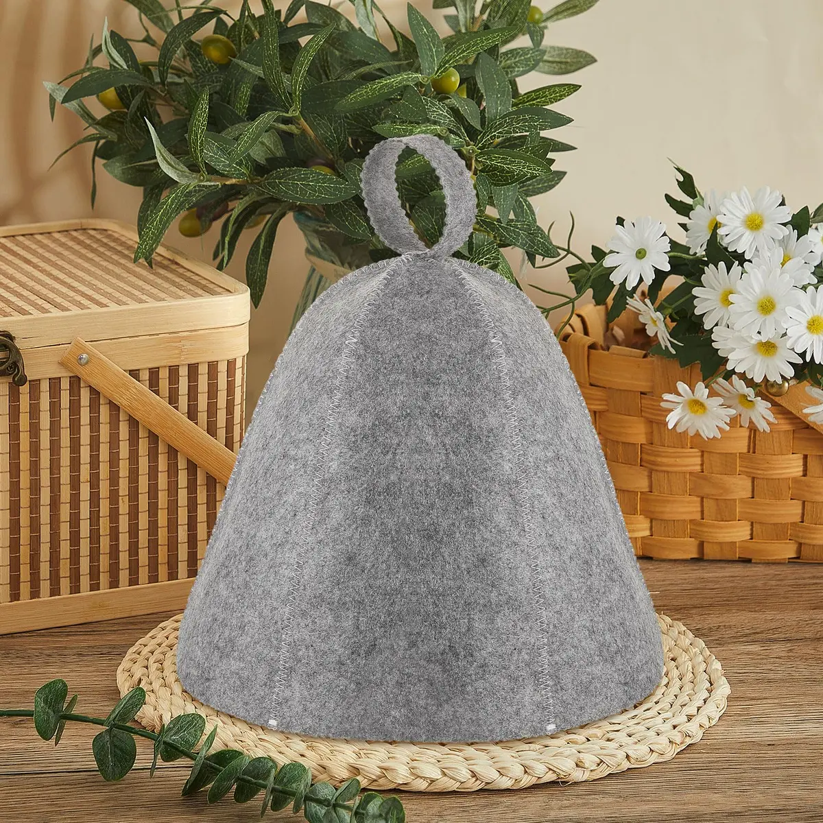 JaGely Sauna Hat for Men Women Russian Banya Cap, Gray, 1 Pcs | Heat-Resistant Sauna Headwear - view 6