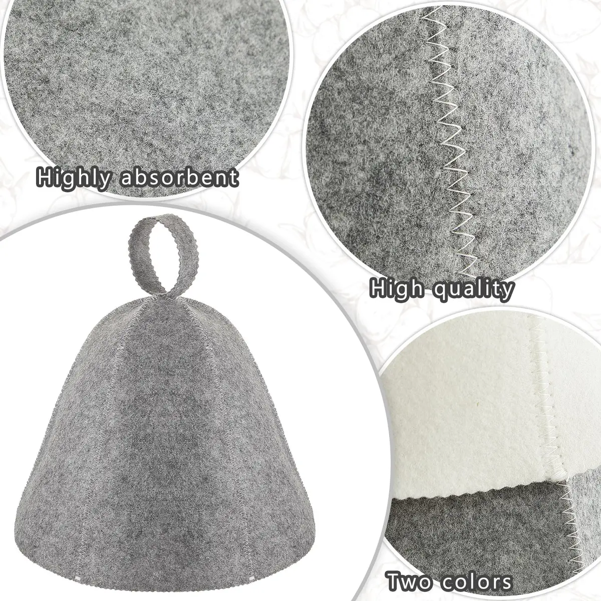JaGely Sauna Hat for Men Women Russian Banya Cap, Gray, 1 Pcs | Heat-Resistant Sauna Headwear - view 3