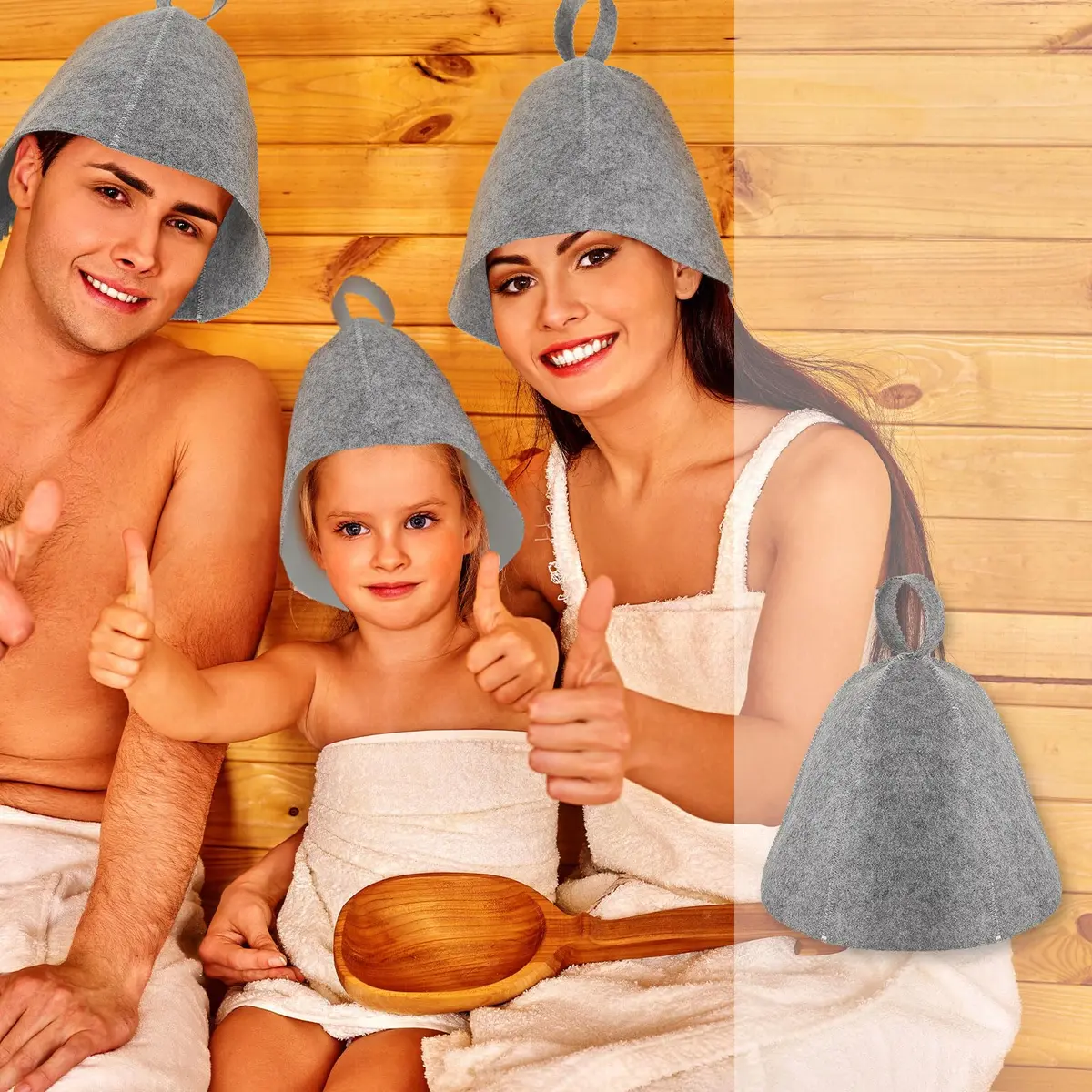 JaGely Sauna Hat for Men Women Russian Banya Cap, Gray, 1 Pcs | Heat-Resistant Sauna Headwear - view 4