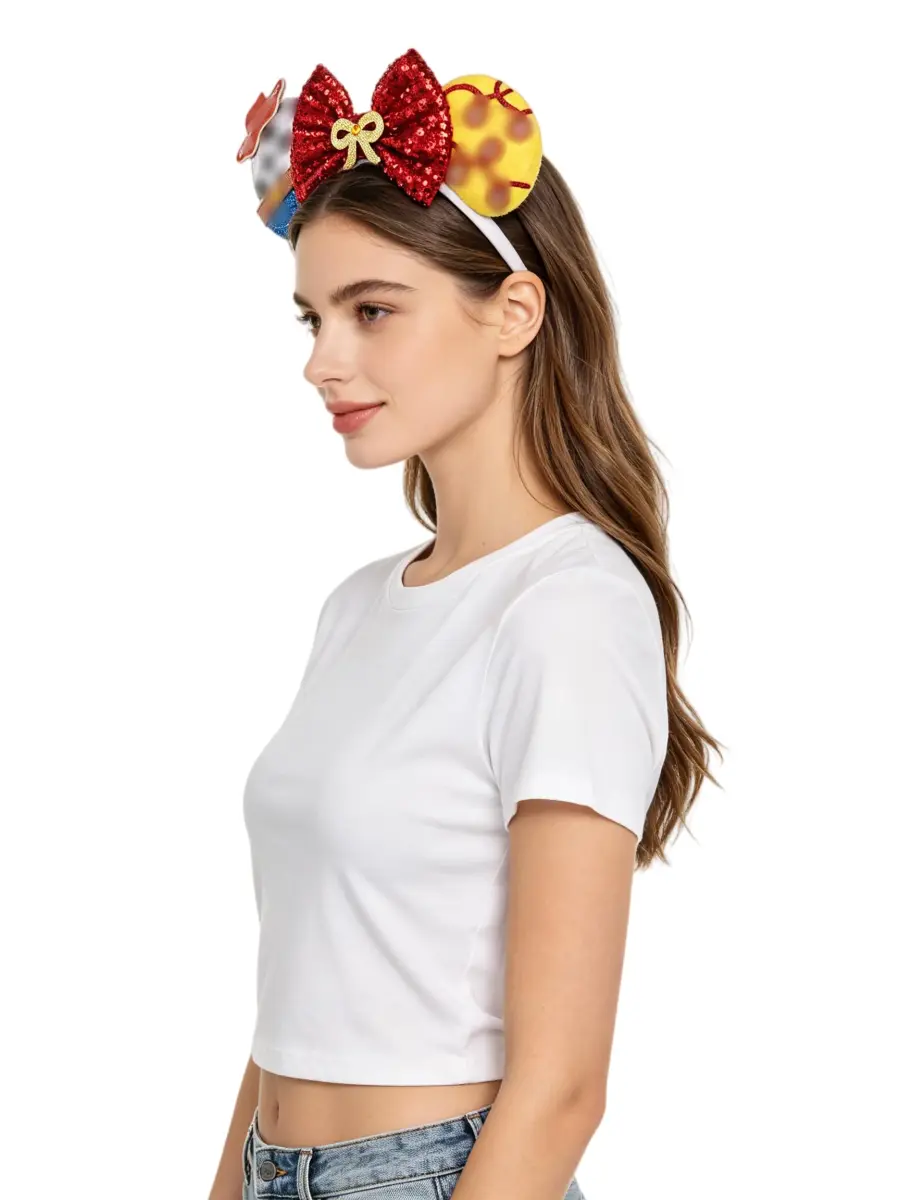 A Miaow Sparkling Headband Glitter Bow Hair Hoop Women Adults Butterfly Sequin Hair Clasp Costume (JS Story) - 22cm (8.7in) - main product image