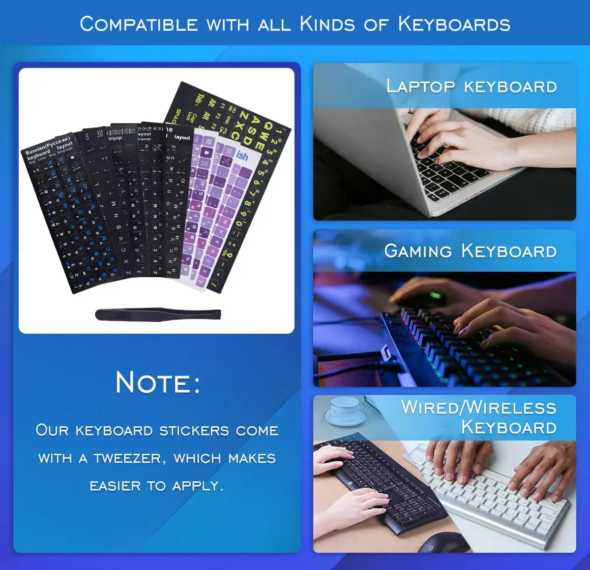 DAMMOMKO Large Print English Keyboard Stickers | 2PCS (21.0cm x 14.0cm) - view 7