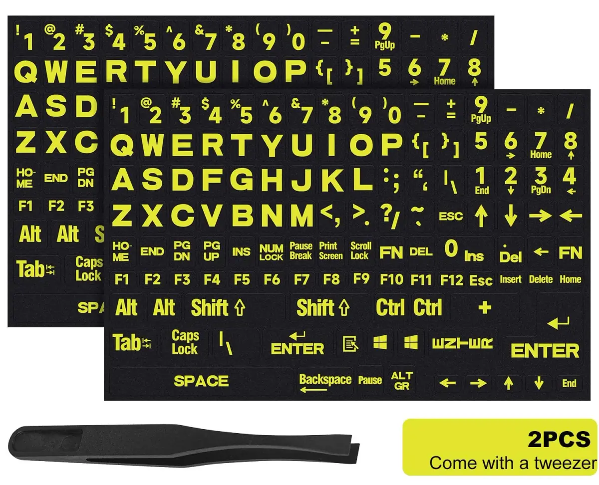 DAMMOMKO Large Print English Keyboard Stickers | 2PCS (21.0cm x 14.0cm) - view 2