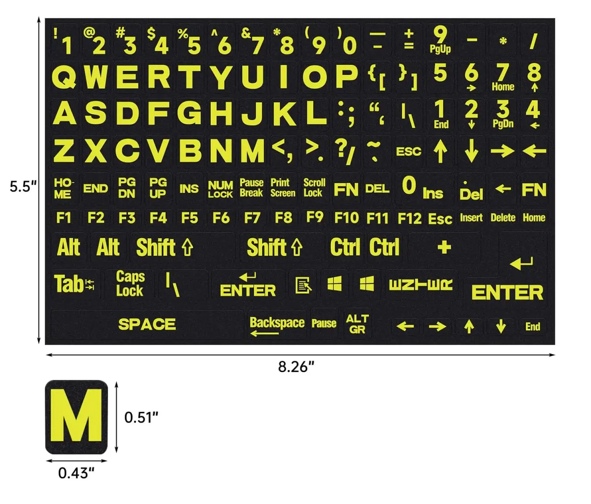 DAMMOMKO Large Print English Keyboard Stickers | 2PCS (21.0cm x 14.0cm) - view 3