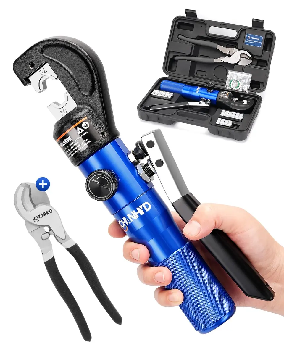 CHANHYD Hydraulic Crimping Tool 8 US TON | Durable Alloy Steel, Hydraulic System, 12-00 AWG - main product image