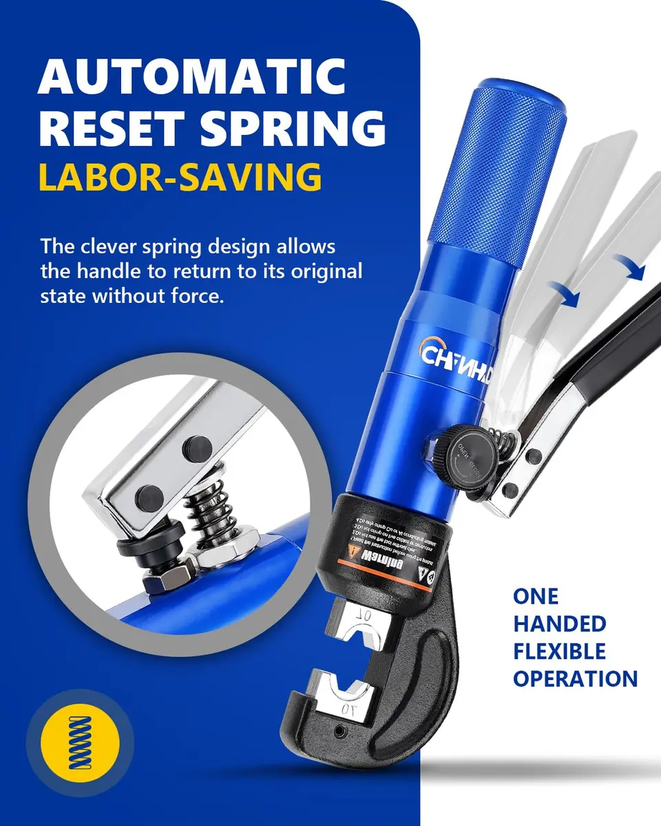 CHANHYD Hydraulic Crimping Tool 8 US TON | Durable Alloy Steel, Hydraulic System, 12-00 AWG - view 3